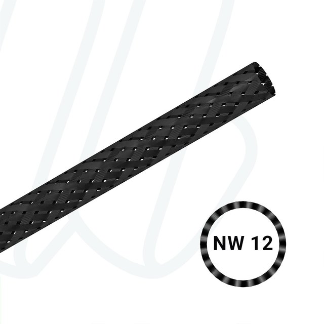 Захисна плетена труба NW12, чорна (упак. 100м) | REIKU