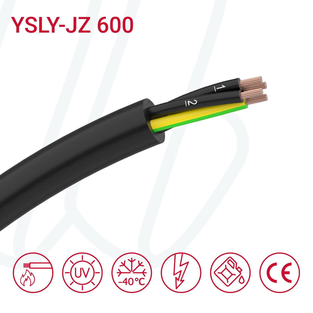 Кабель YSLY-JZ 600 05X95 0.6/1кВ чорний, 05, 95