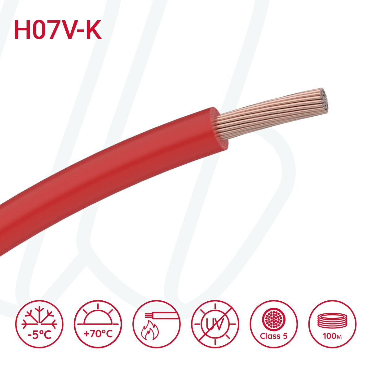 Провід монтажний гнучкий H07V-K 6 мм² червоний, 01, 6