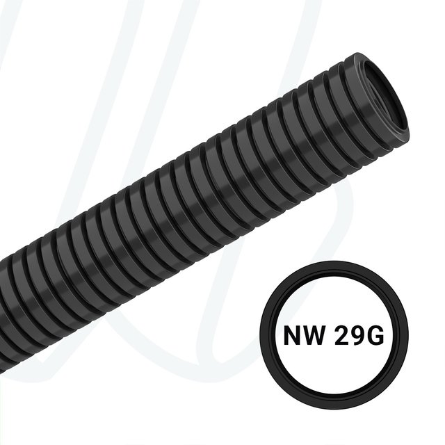 Захисна гофротруба PARN NW29 з поліаміду, чорна (упак. 50м)