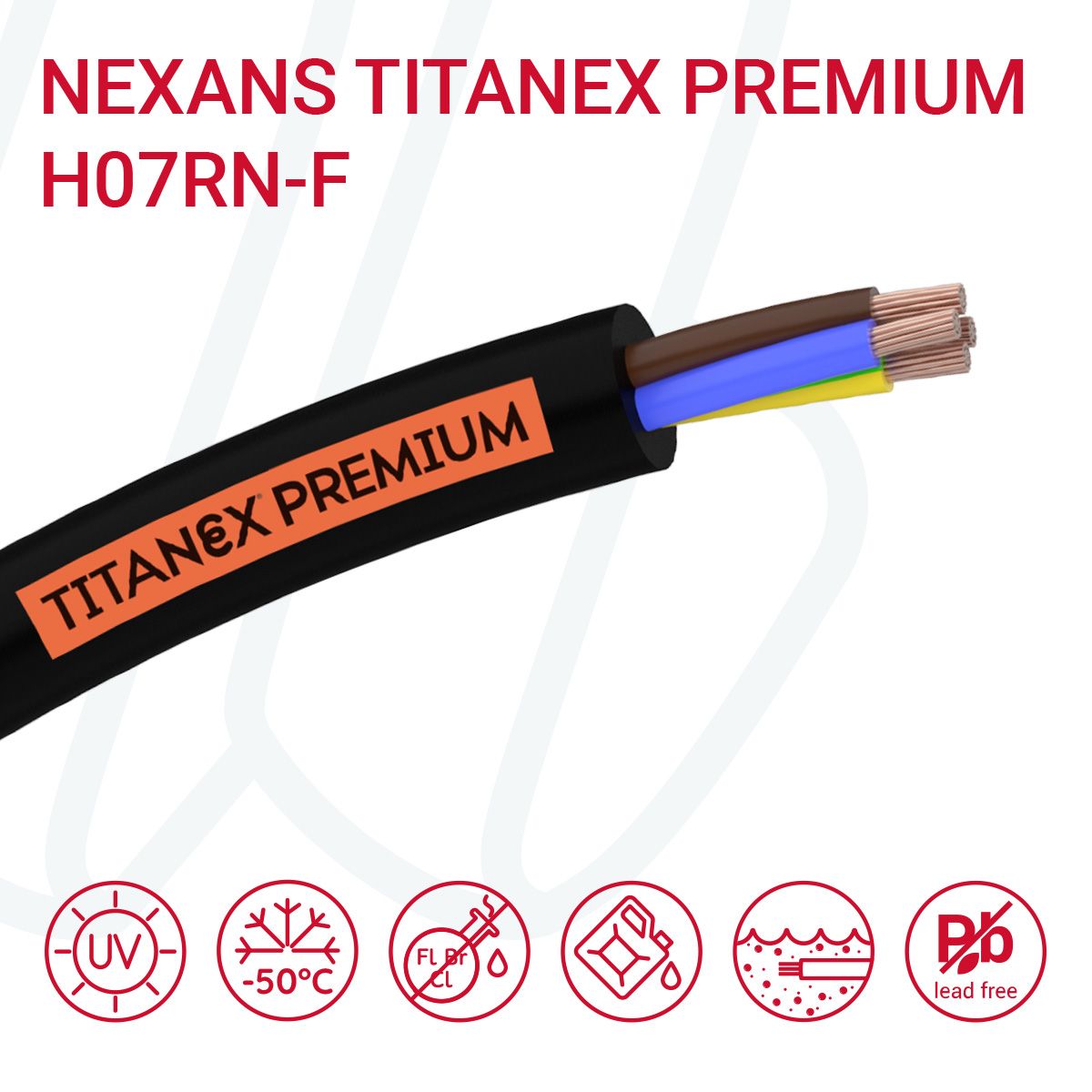 Кабель NEXANS TITANEX PREMIUM H07RN-F 01X1.5 чорний, 01, 1.5