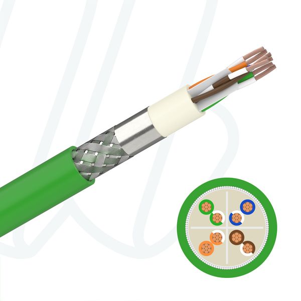 Кабель VOKA-ETH-SF/UTP 04X2XAWG22/1 PVC FC зелений RAL 6018, 08, 0.32