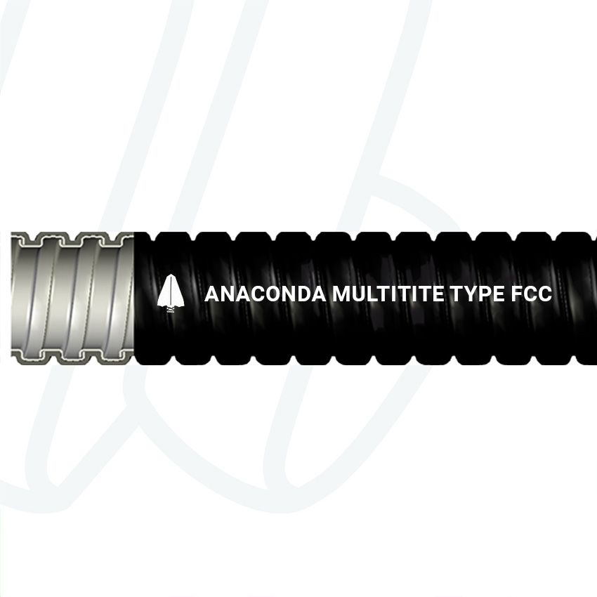 Металевий гофрорукав з покриттям з ПВХ ANACONDA MULTITITE FCC 25 Ø21.1/26 мм чорний (упак. 30м) | ANAMET EUROPE