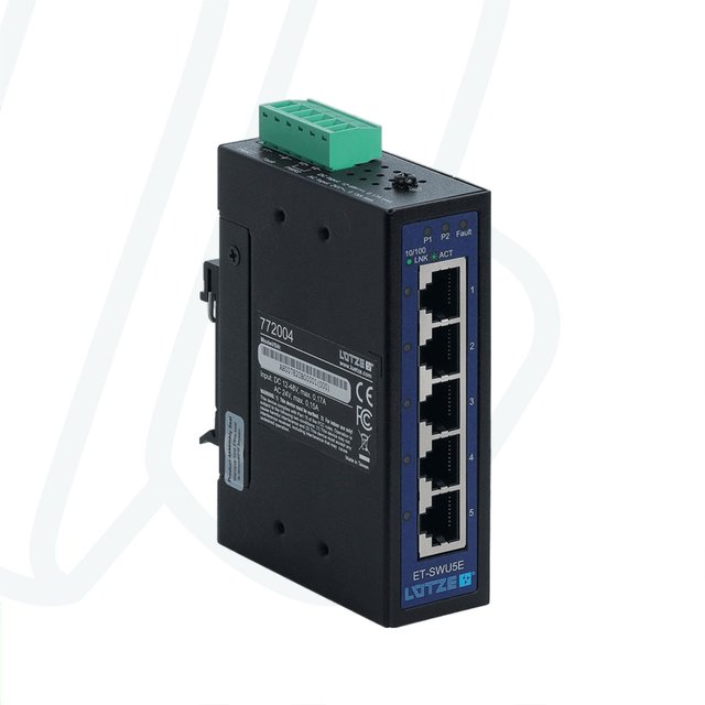 Некерований Ethernet-світч на 5 портів, 10/100 MBit DC 12...48V, AC 24V, -40°C/+75°C | LUTZE