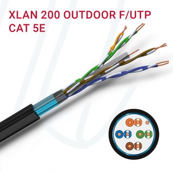 Кабель VOKA-LAN XLAN 200 F/UTP OUTDOOR 04X2XAWG24/1 Cat.5 PE Fca чорний RAL 9005, 08, 0.25