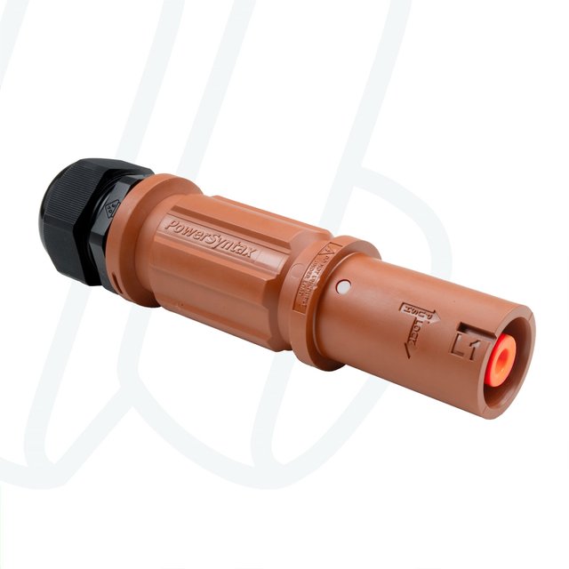 Розетка кабельна SPX, 480А, L1, 150 мм², ввід М40 Ø19–28мм, коричнева | POWER SYNTAX, 480 A