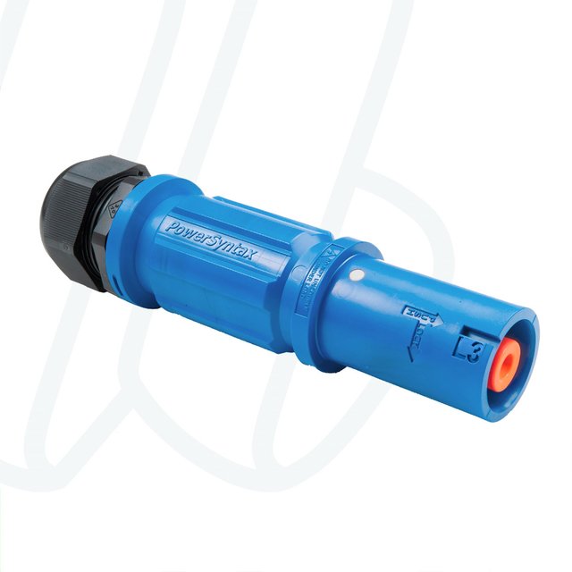 Розетка кабельна SPX, 480А, L3, 120 мм², ввід М40 Ø19–28мм, синя | POWER SYNTAX, 480 A