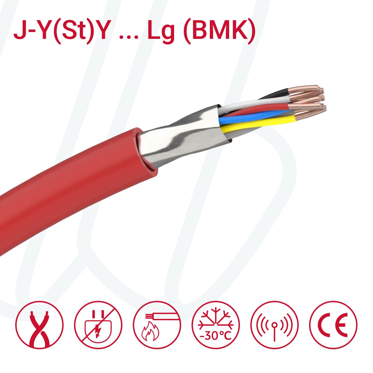 Кабель J-Y(St)Y ... Lg 04X2X0.8 (0.52мм²) BMK червоний, 08, 0.52