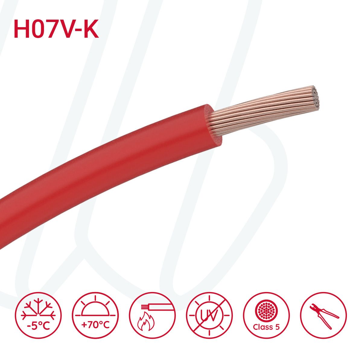 Провід монтажний гнучкий H07V-K 35 мм² червоний, 01, 35
