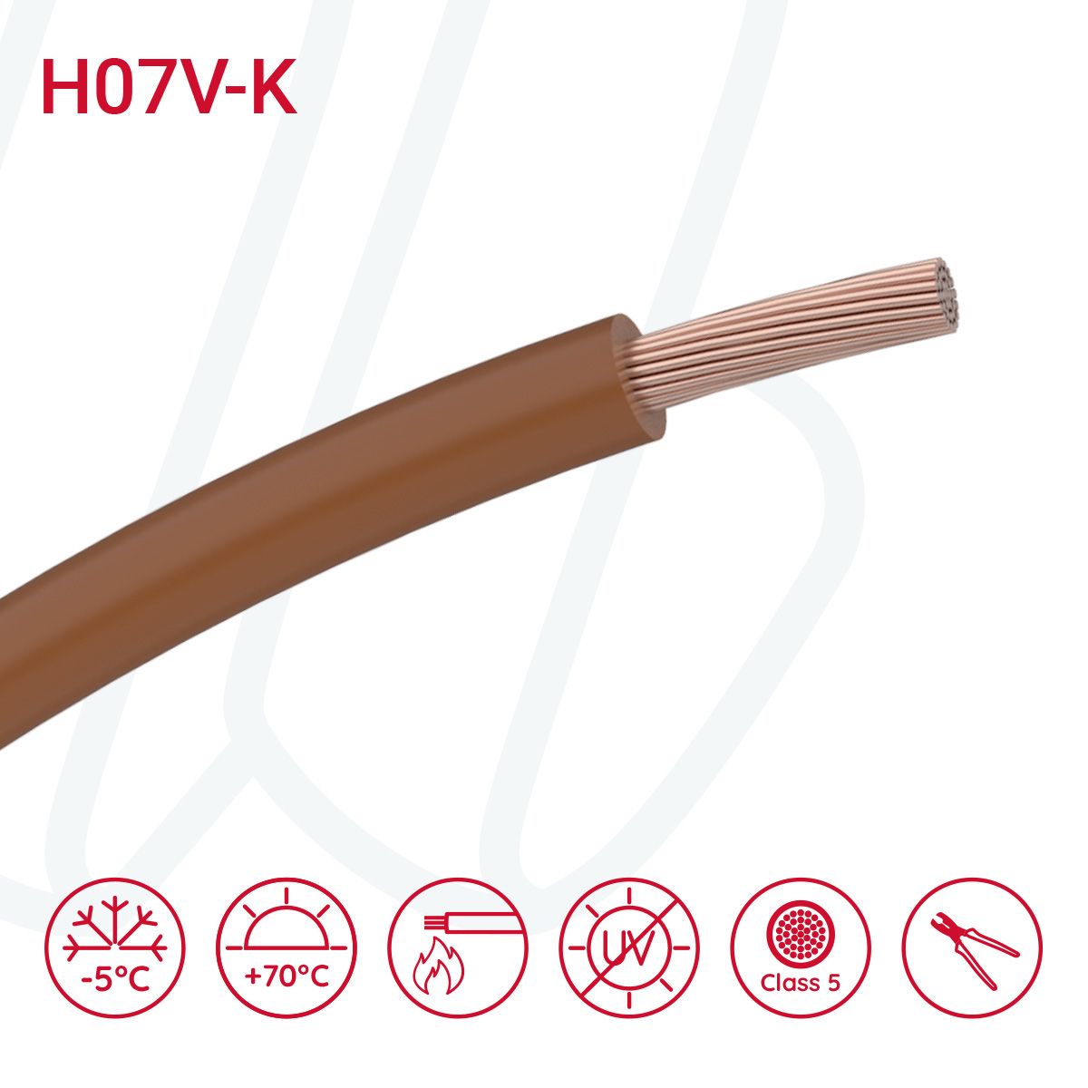 Провід монтажний гнучкий H07V-K 35 мм² коричневий, 01, 35