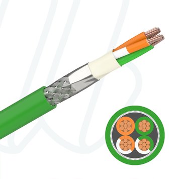 Кабель FABER INDUSTRIAL DATALINE 200 B FLEX PUR SFTP 02X2XAWG26/7 cUL зелений, 04, 0.14