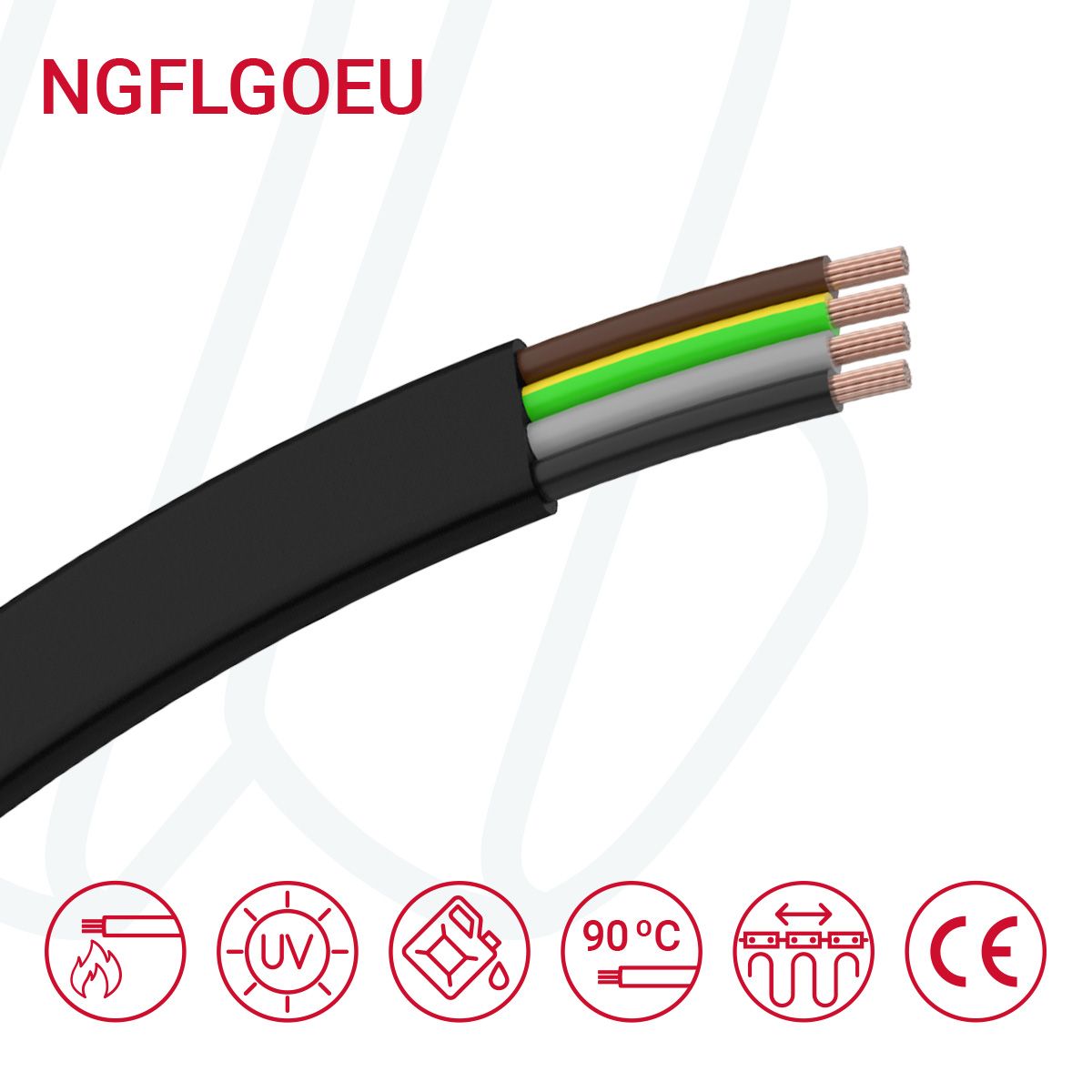 Кабель плаский NGFLGOEU 10G1.5 0.6/1кВ чорний, 10, 1.5