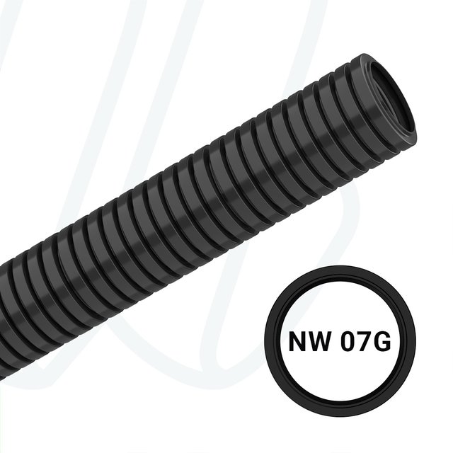 Захисна гофротруба PARN NW07 з поліаміду, чорна (упак. 100м)