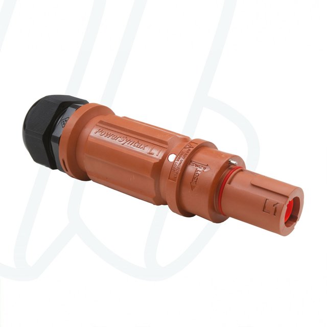 Штекер кабельний SPX, 480А, L1, 95 мм², ввід М40 Ø19–28мм, коричневий | POWER SYNTAX, 480 A