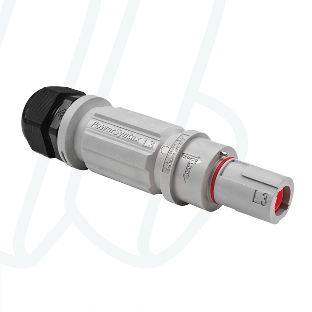 Штекер кабельний SPX, 480А, L3, 95 мм², ввід М40 Ø19–28мм, сірий | POWER SYNTAX, 480 A