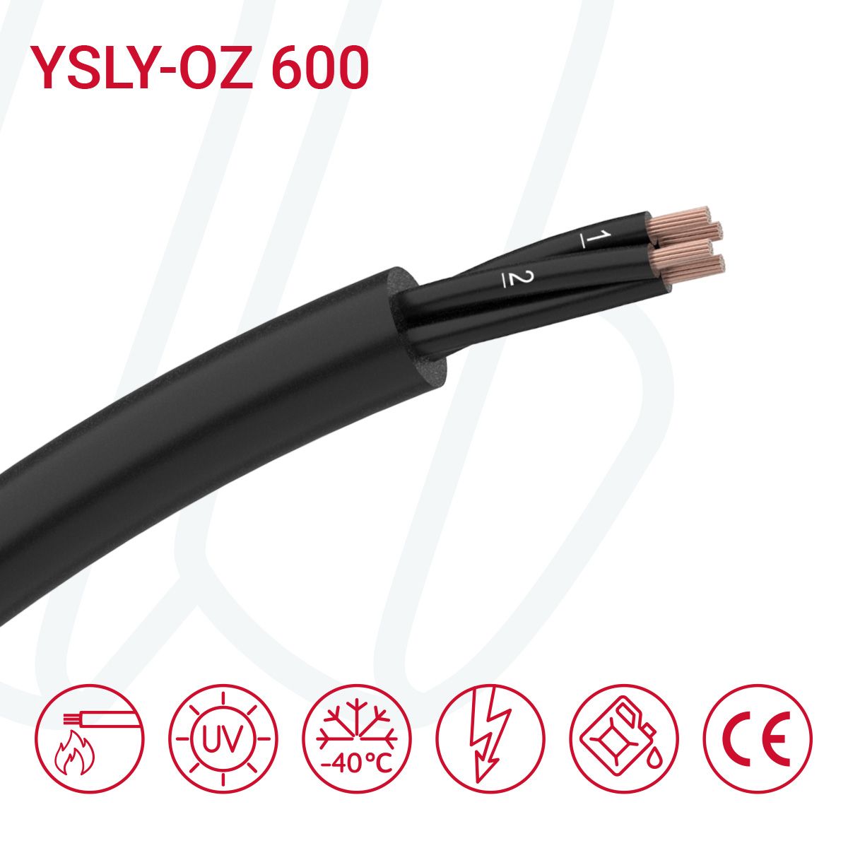 Кабель YSLY-OZ 600 02X1.5 0.6/1кВ чорний, 02, 1.5