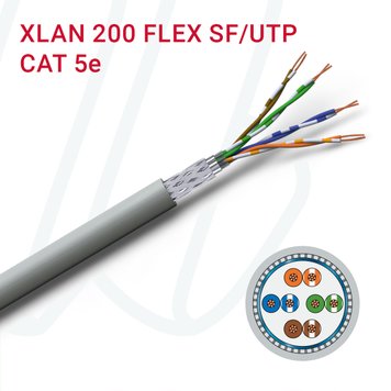 Кабель VOKA-LAN XLAN 200 SF/UTP flex 04X2XAWG26/7 Cat.5 сірий RAL 7035, 08, 0.128