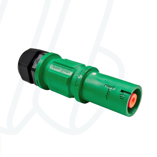 Розетка кабельна SPZ (короткий корпус), 480А, E, 95 мм², ввід M40 Ø19–28мм, зелений | POWER SYNTAX, 480 A