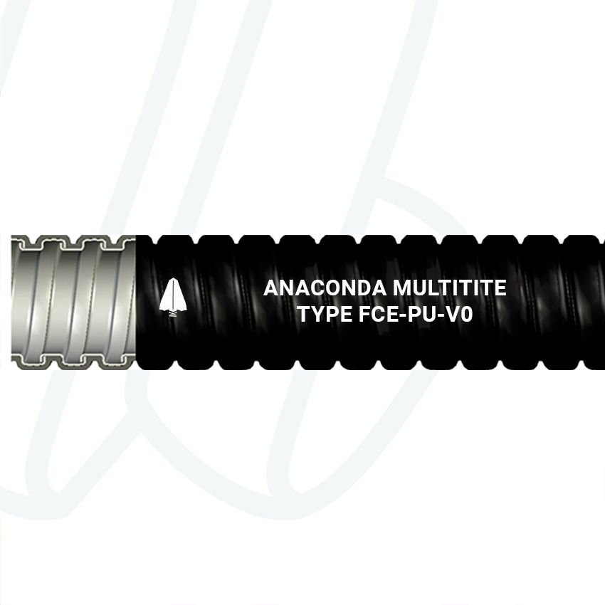 Металевий гофрорукав ANACONDA MULTITITE FCE-PU-V0 20 Ø17/21,5 мм чорний (упак. 25м)