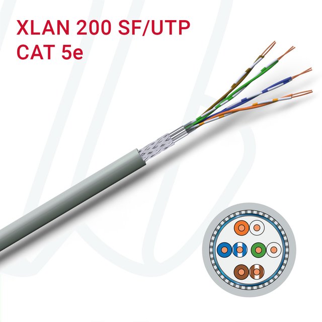 Кабель VOKA-LAN XLAN 200 SF/UTP 04X2XAWG24/1 сірий RAL 7035, 08, 0.25