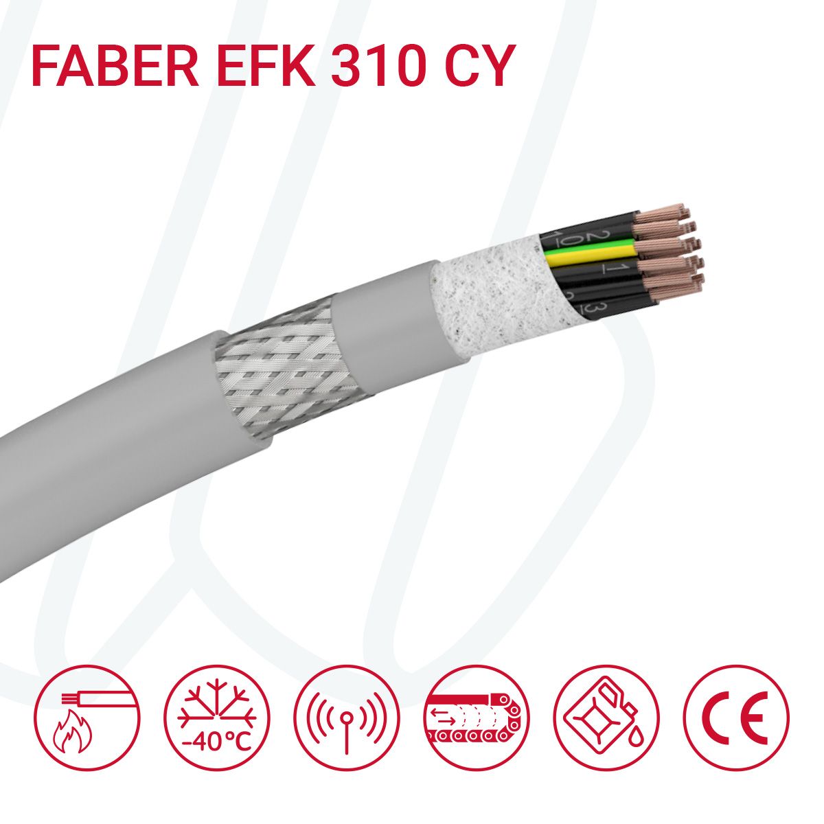 Кабель FABER EFK 310 CY 18G0.5 cUL сірий, 18, 0.5