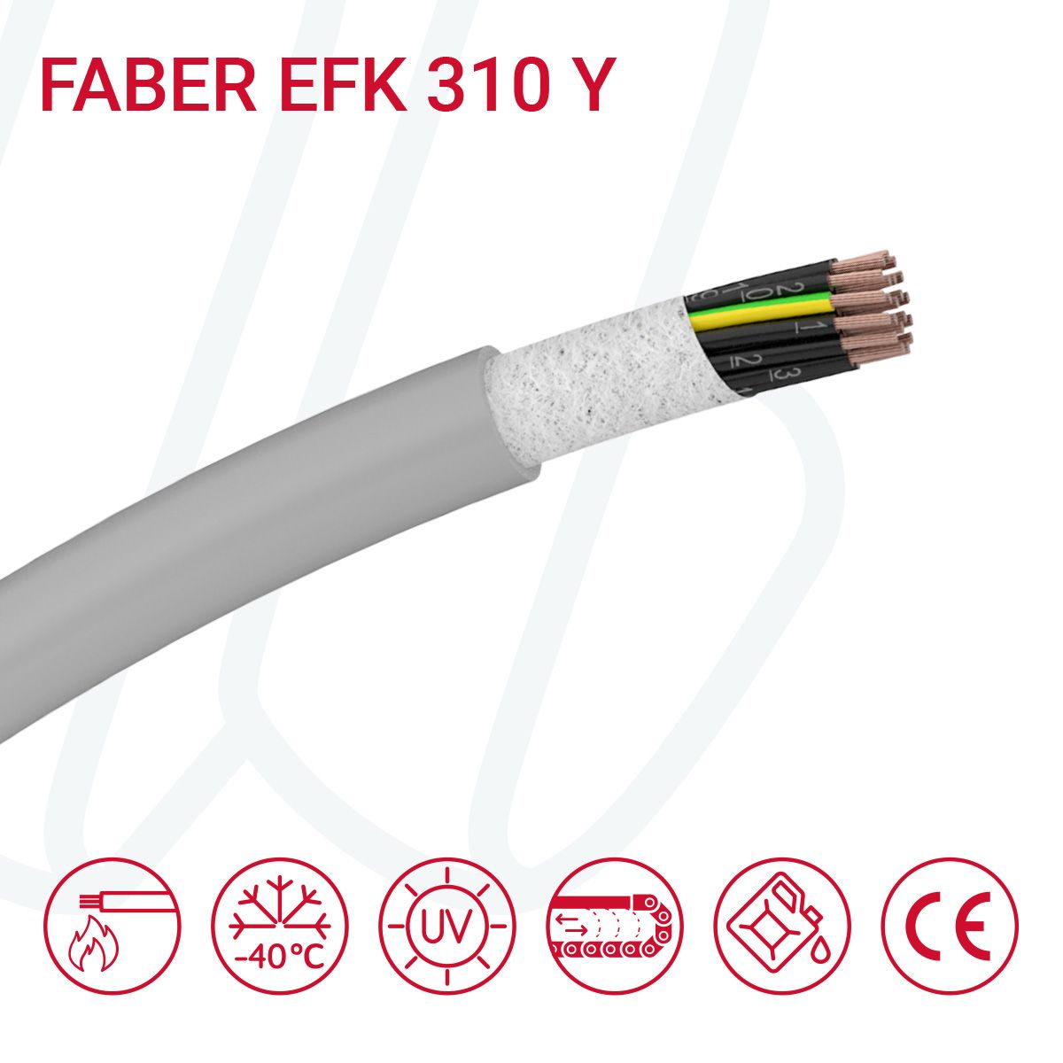 Кабель FABER EFK 310 Y 10G0.5 cUL сірий, 10, 0.5