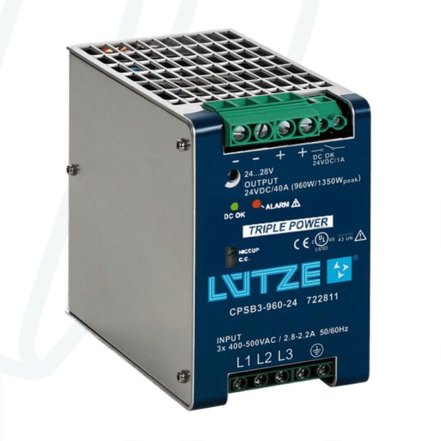 Джерело живлення LUTZE CPSB3-960-24 Compact 3 фази, регульованt, 960 Вт